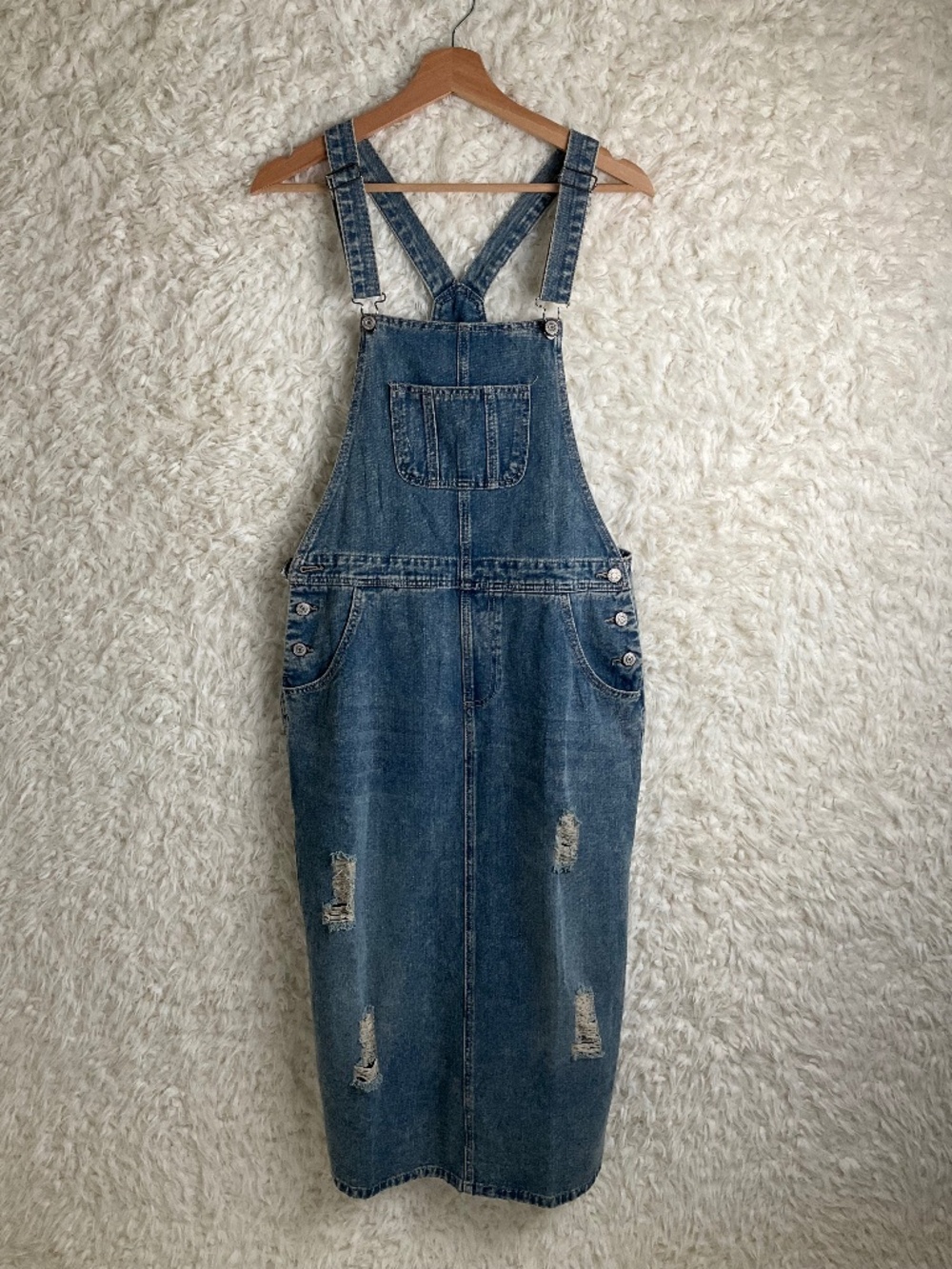 WOMEN'S DISTRESSED OVERALLS MAXI DRESS~SIZE MEDIUM!